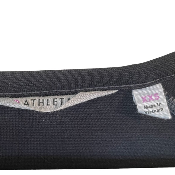 ATHLETA Black Ponte Knit Contour Athletic Dress Zipper Trim Shortsleeve - Sz XXS - Picture 4 of 10
